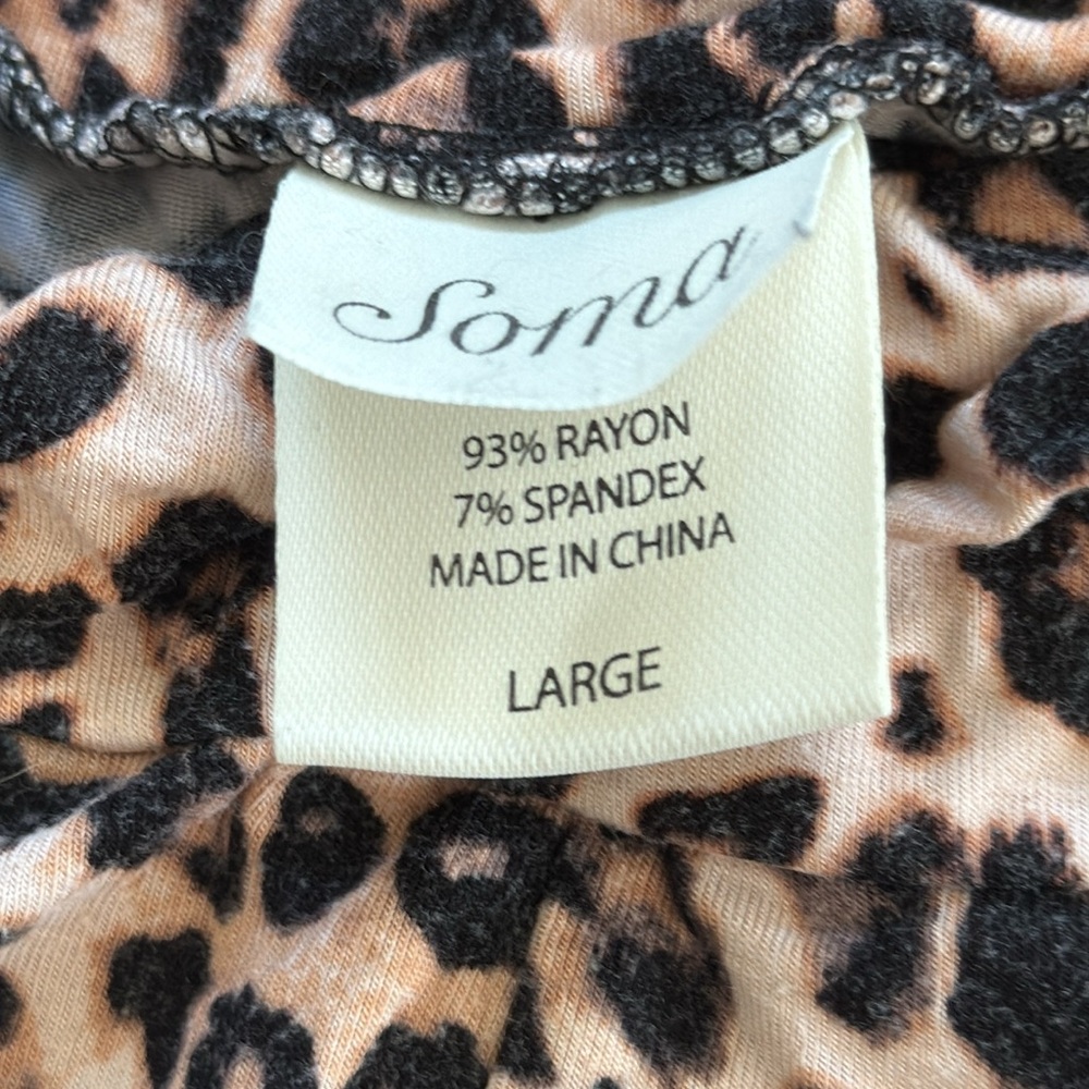 Soma Black Long Sleeve Top with Leopard Print Pajama Pants - Picture 5 of 5